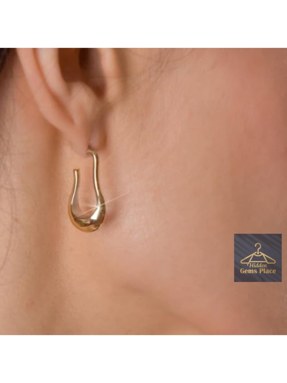14k Gold Plated Tassel Chain Stud Earrings Hypoallergenic View 4